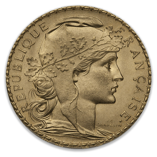 French 20 Franc gold Rooster coin